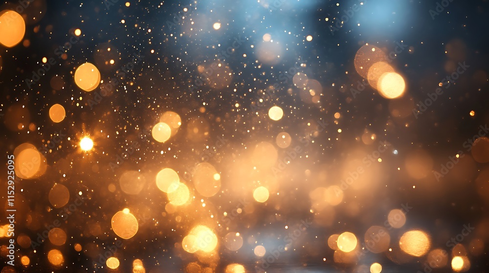 Golden and blue bokeh lights sparkle brightly Golden and blue bokeh lights sparkle brightly