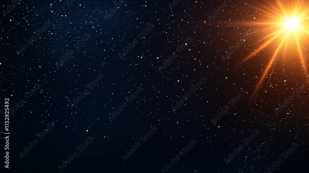 Fototapeta premium A vibrant star shines brightly against a dark, starry background, creating a cosmic atmosphere filled with wonder and beauty.