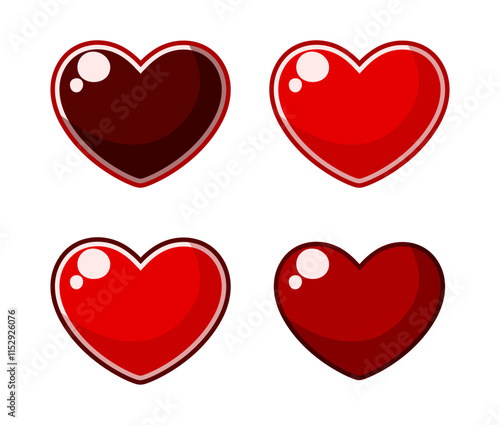 Red heart icons Heart, love, romance, Valentine's day confession red heart. Vector icons.