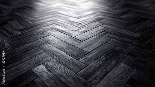 Fototapeta Naklejka Na Ścianę i Meble -  Black and White Wooden Herringbone floor. Herringbone parquet floor background. For montage or display products. 3D rendering. 