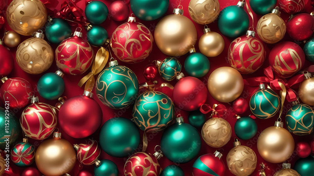 Christmas Ornament Pattern: A festive and vibrant pattern of Christmas ornaments in red, green, and gold, perfect for adding a touch of holiday cheer to your designs. Christmas Ornament Pattern: A festive and vibrant pattern of Christmas ornaments in red, green, and gold, perfect for adding a touch of holiday cheer to your designs.