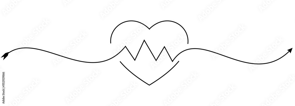 Fototapeta premium line art illustration of heart vibrations on valentine's day