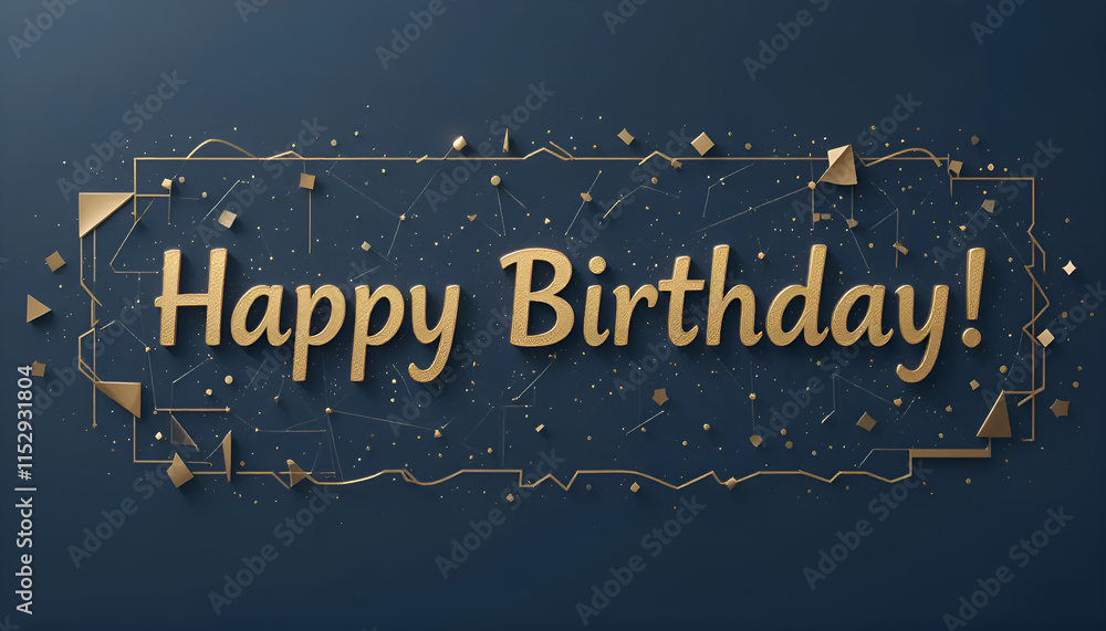 Fototapeta premium Dark blue background with the inscription Happy Birthday in gold letters