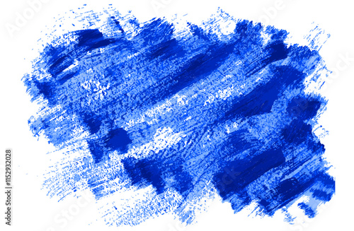 Stain of blue paint on while wall. Turquoise abstract background. Grunge violet rough dirty background. Blue gouache strokes. Water patern isolated on white backdrop. Vector design element.