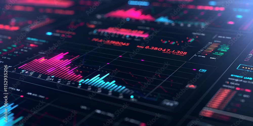 Interactive financial dashboard with real-time data, Digital trading analytics and stock market charts Interactive financial dashboard with real-time data, Digital trading analytics and stock market charts