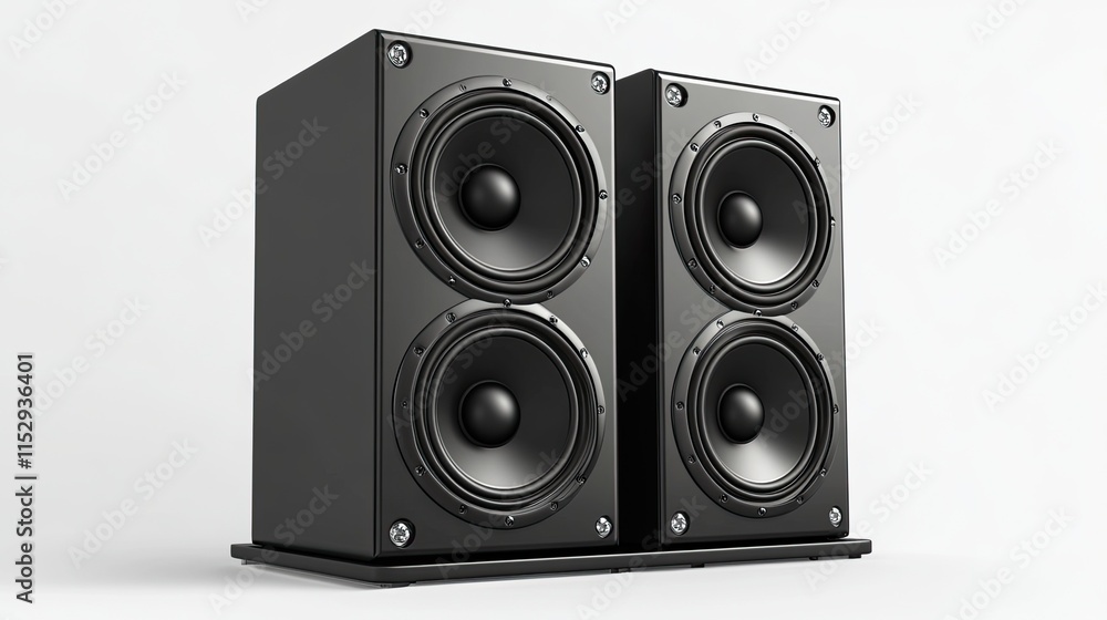 A new black bookshelf speaker isolated on white background A new black bookshelf speaker isolated on white background