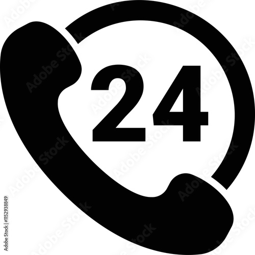 Simple vector icon handset, round the clock work