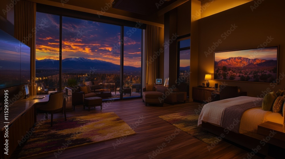 Naklejka premium Luxury Suite Sunset View Mountain Range