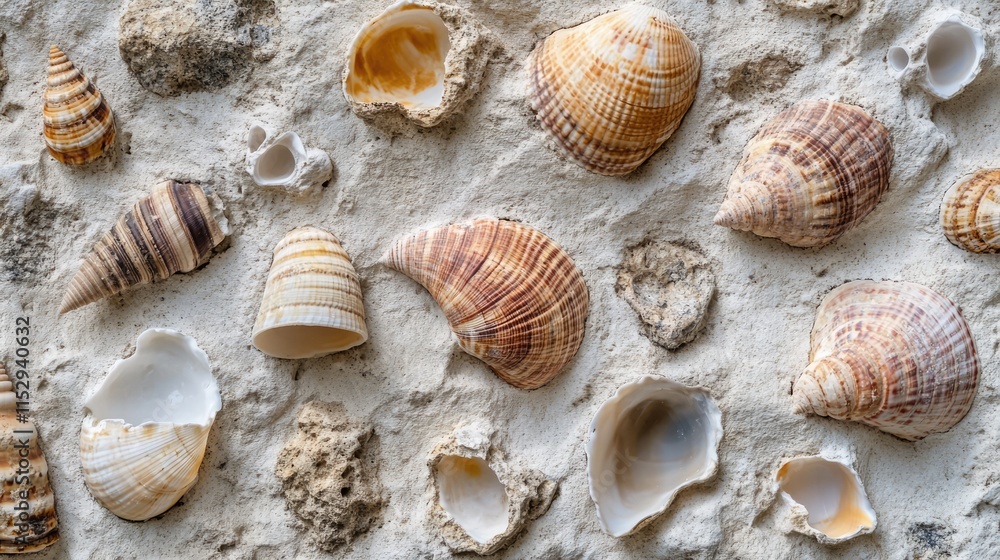 Natural shell stone texture featuring various seashells embedded in rough rock surface ideal for backgrounds or design elements. Natural shell stone texture featuring various seashells embedded in rough rock surface ideal for backgrounds or design elements.