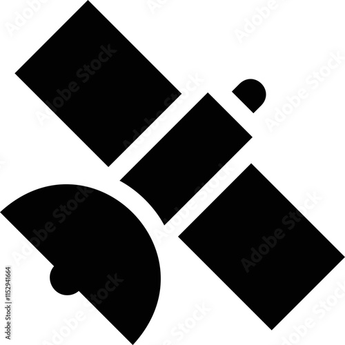 Simple vector icon orbiting satellite
