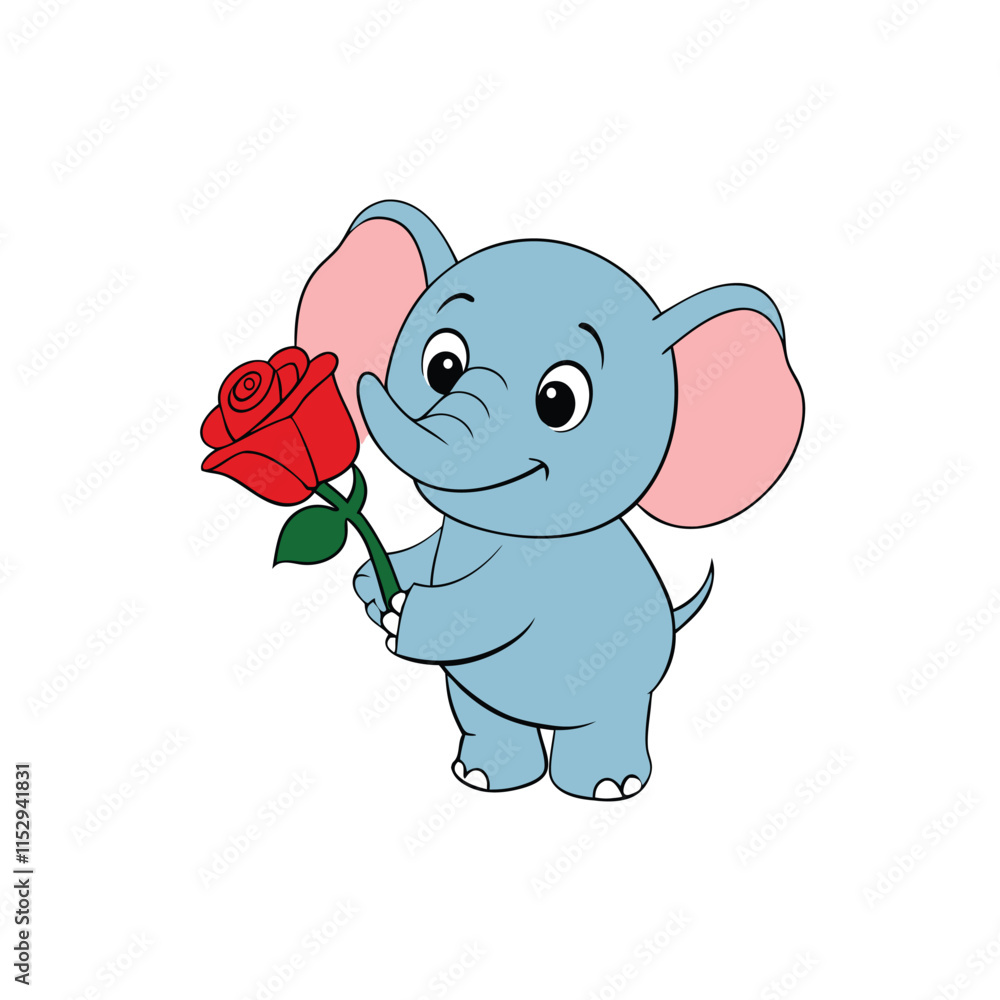 Fototapeta premium elephant holding a rose 