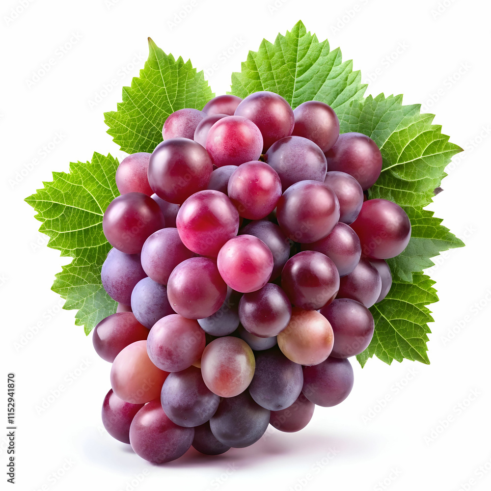 Fototapeta premium A bunch of grapes isolated on a transparent background, displaying plump, juicy purple or green grapes.