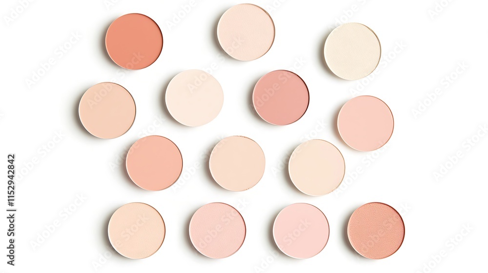 A row of small circles of makeup, each with a different color A row of small circles of makeup, each with a different color