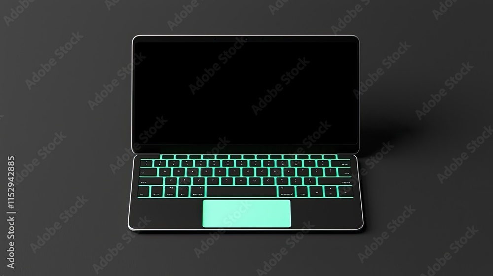 A sleek, modern laptop with a glowing keyboard, displayed against a dark background, showcasing a minimalist design. A sleek, modern laptop with a glowing keyboard, displayed against a dark background, showcasing a minimalist design.