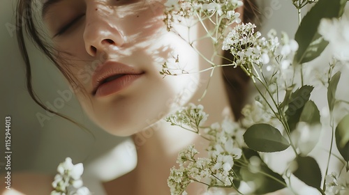 Fototapeta Naklejka Na Ścianę i Meble -  A woman with a flower in her hair