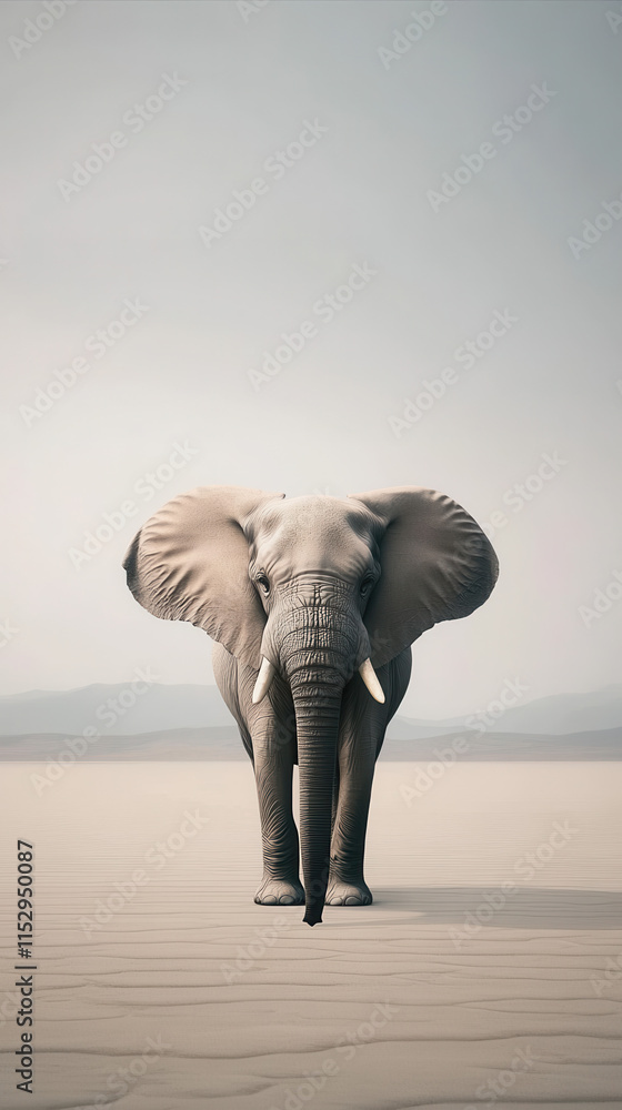 Obraz premium An elephant walked through the desert