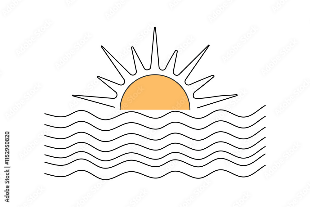 Sunset continuous single line art and isolated outline vector illustration
Sunset continuous single line art and isolated outline vector illustration