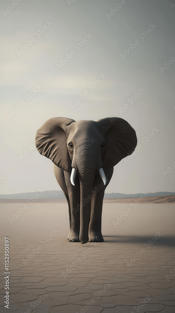 Obraz premium An elephant walked through the desert