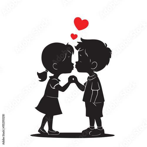 Cute couple vector silhouette