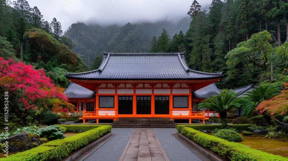 Traditional Japanese temple in serene nature Traditional Japanese temple in serene nature