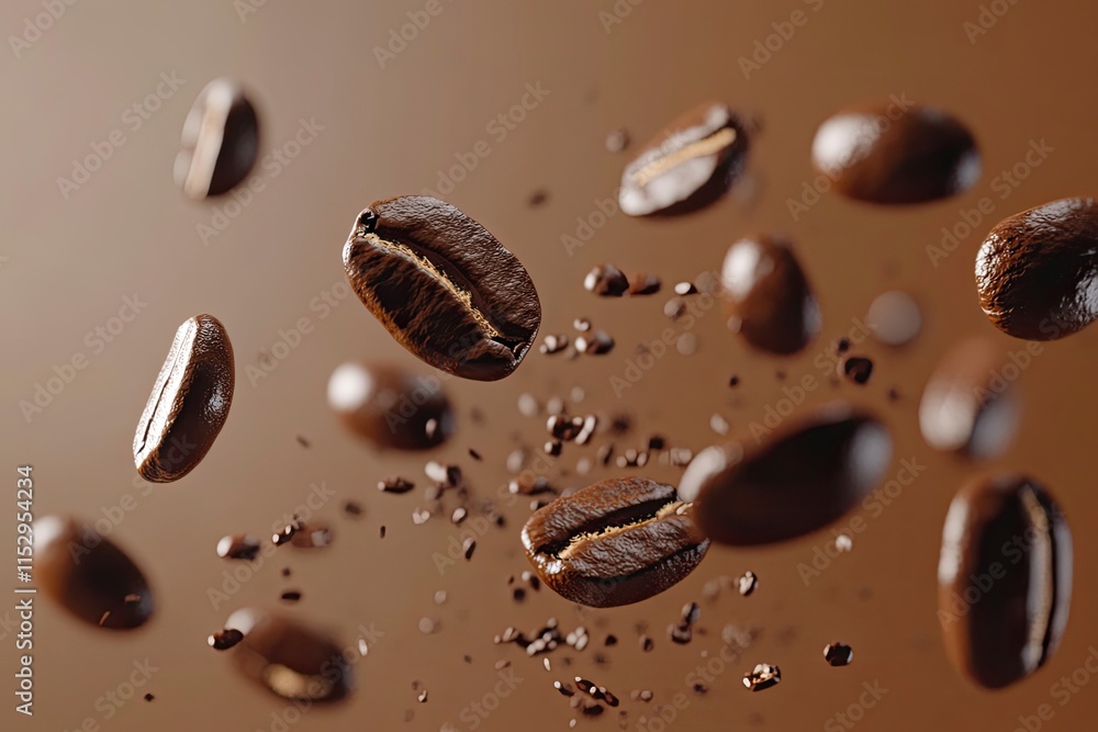 coffee beans falling 3d rendering isolated coffee beans falling 3d rendering isolated