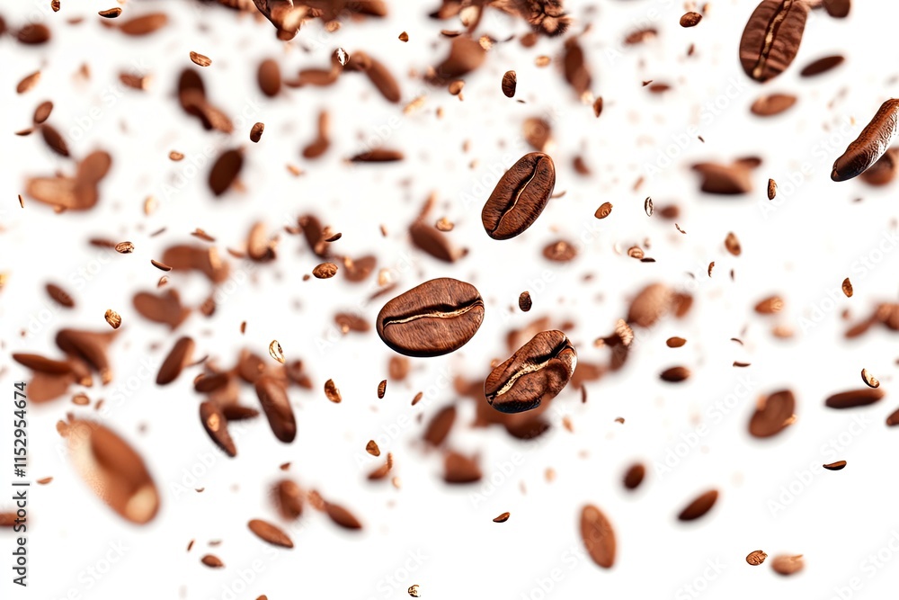 coffee beans falling 3d rendering isolated coffee beans falling 3d rendering isolated
