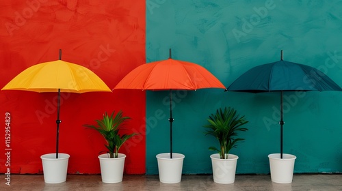 Colorful umbrellas against a vibrant backdrop