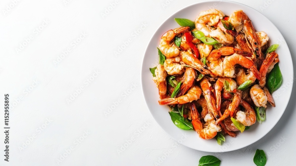 A plate of shrimp garnished with herbs, showcasing a delicious seafood dish. A plate of shrimp garnished with herbs, showcasing a delicious seafood dish.