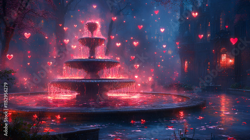 Whimsical night fountain art