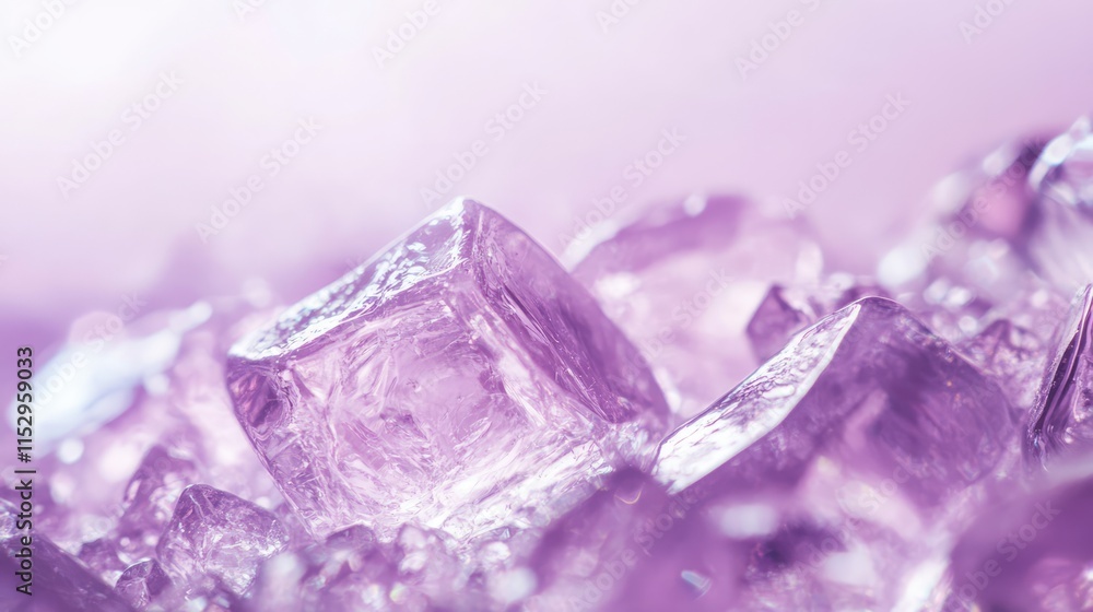 Purple toned ice cubes on a soft background ideal for creative and aesthetic designs and visuals. Purple toned ice cubes on a soft background ideal for creative and aesthetic designs and visuals.
