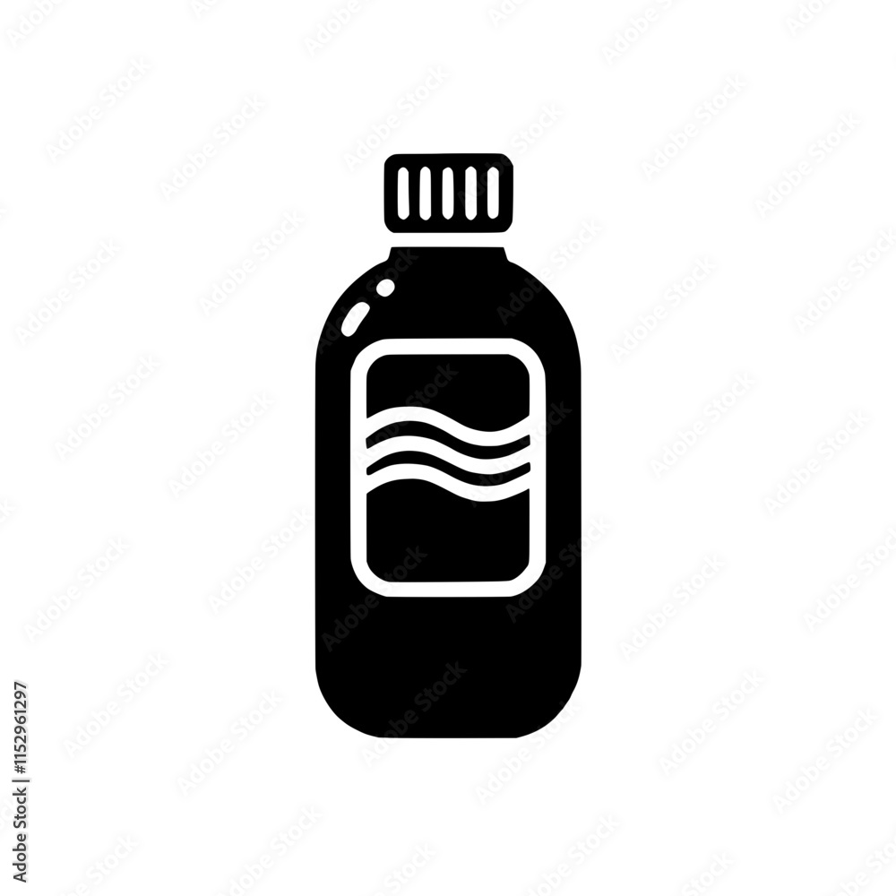Water Bottle Icon: Simple Black Glyph Style 