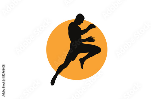 fighter man silhouette high vector