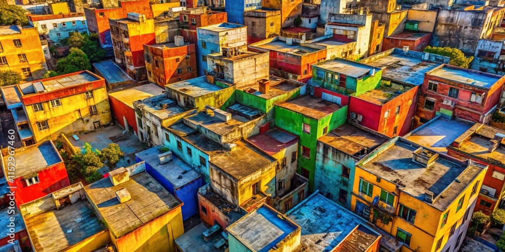 Naklejka premium Abstract Urban Decay: Geometric Textures in Crumbling Concrete - Stock Photo