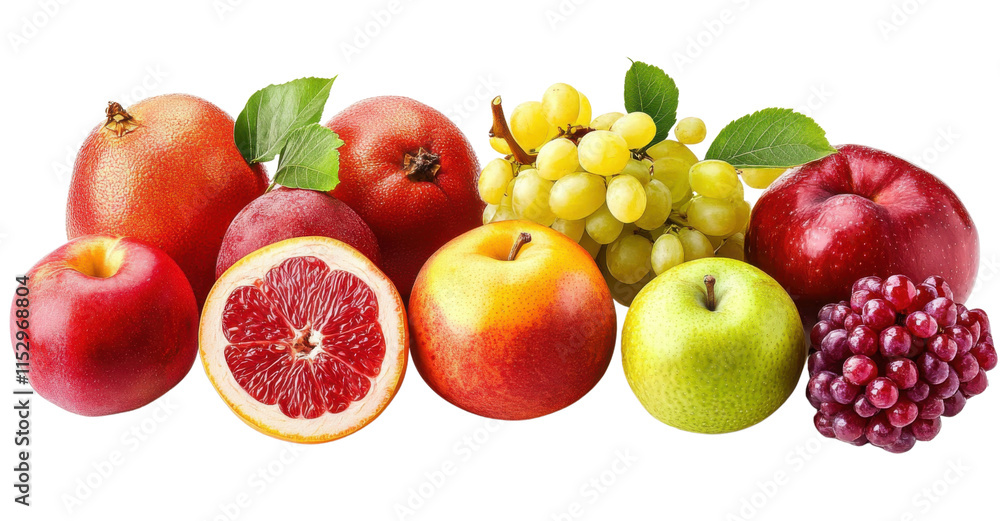fresh juicy fruits assortment on white background fresh juicy fruits assortment on white background