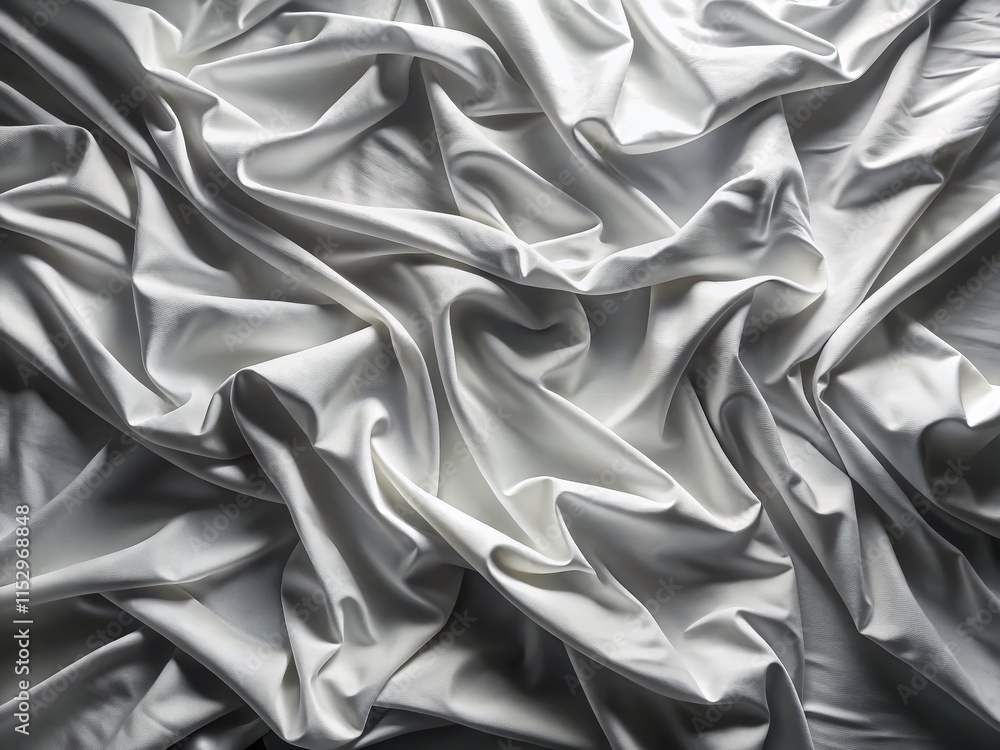 Abstract White Wrinkled Bedding Sheet Fabric Texture Background - Silhouette Photography Abstract White Wrinkled Bedding Sheet Fabric Texture Background - Silhouette Photography
