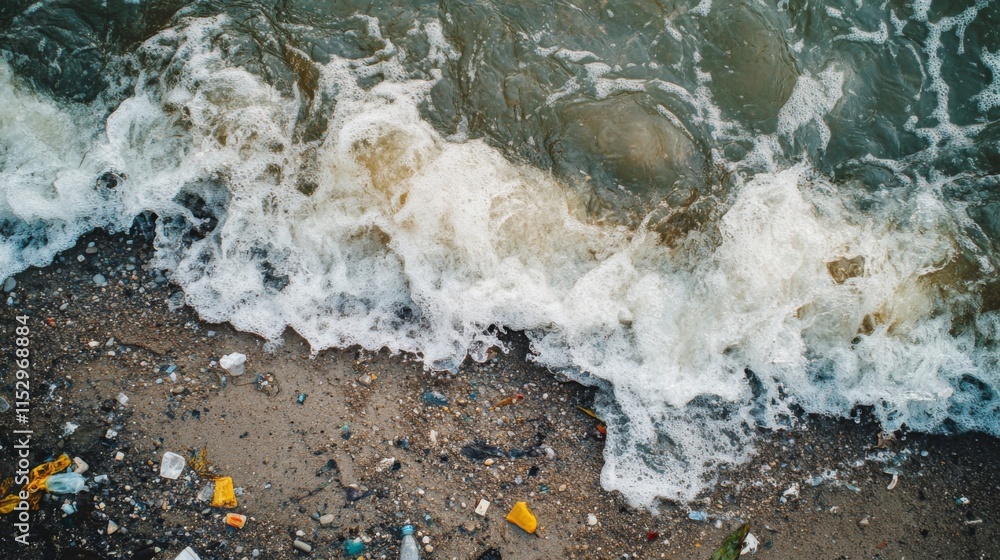 Pollution and Debris on Ocean Shoreline Pollution and Debris on Ocean Shoreline