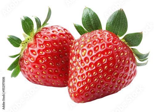 juicy red strawberries on white background