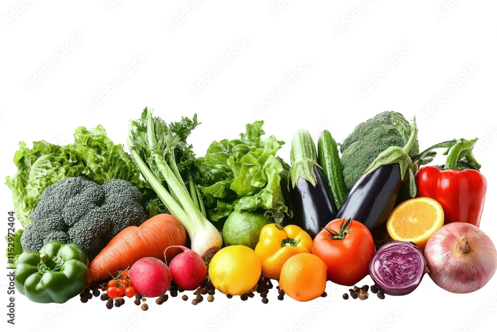 fresh vegetables assortment on white background