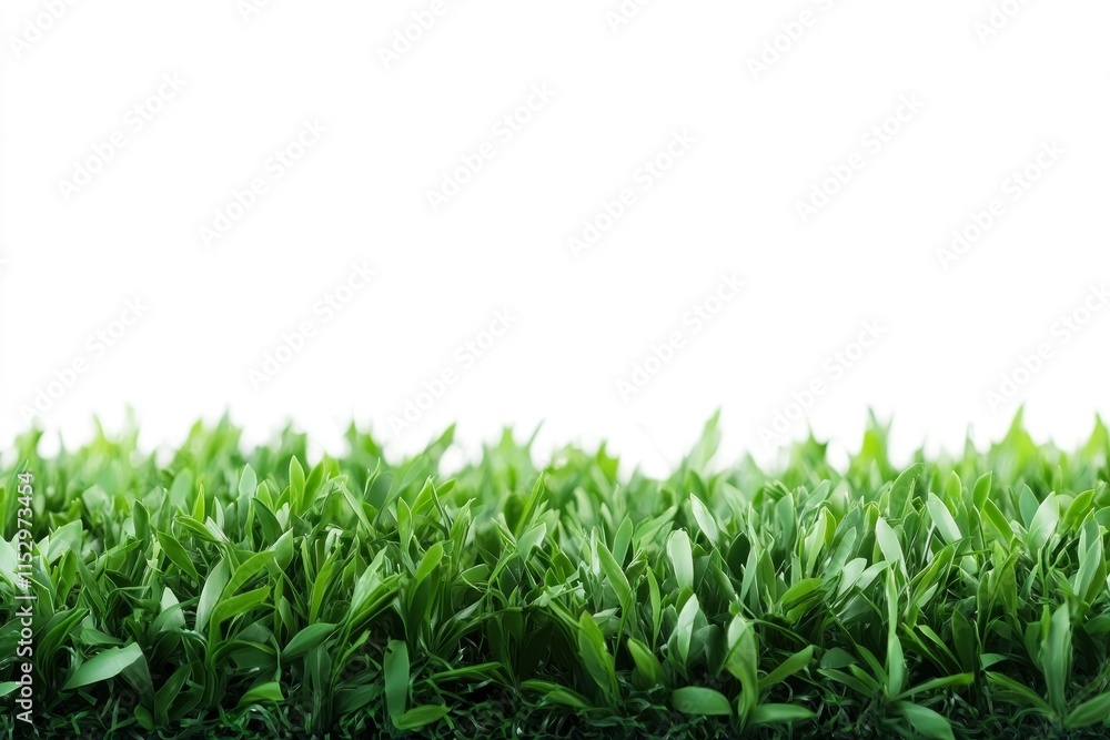 Fototapeta premium Green artificial grass carpet isolated on white 