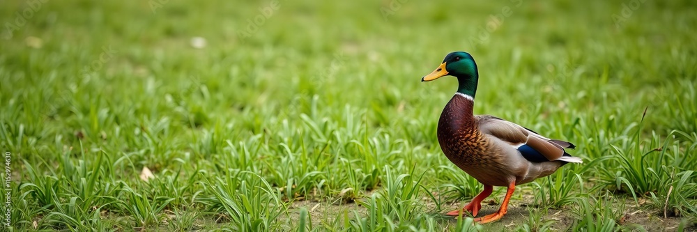 Duck freely roaming in lush green organic poultry farm field agriculture, poultry, organic Duck freely roaming in lush green organic poultry farm field agriculture, poultry, organic