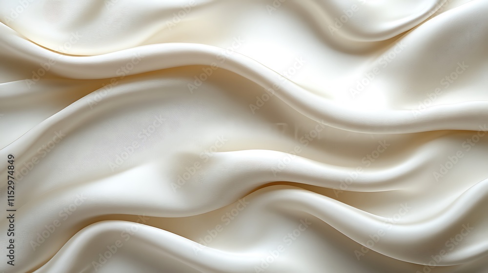 Obraz premium Creamy White Silk Fabric Draped in Soft Waves