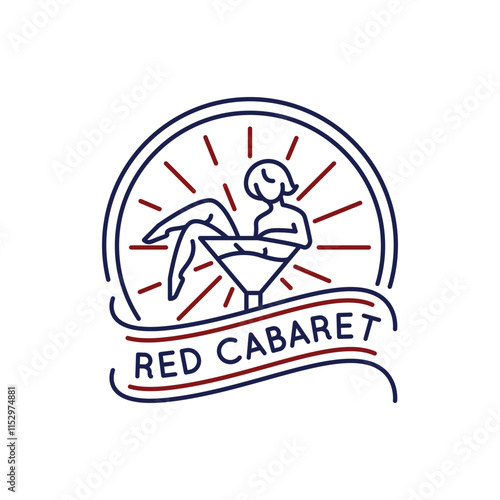 Simple Logo with Red cabaret icon. Simple Logo with burlesque woman in a martini glass icon for social media, app, and web design. Vector illustration