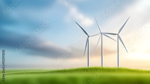 A photostock image of renewable wind energy being generated in an eco-friendly countryside setting photo