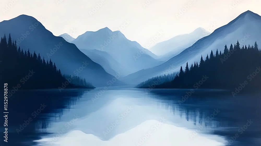 Serene Blue Mountain Lake Reflection Serene Blue Mountain Lake Reflection