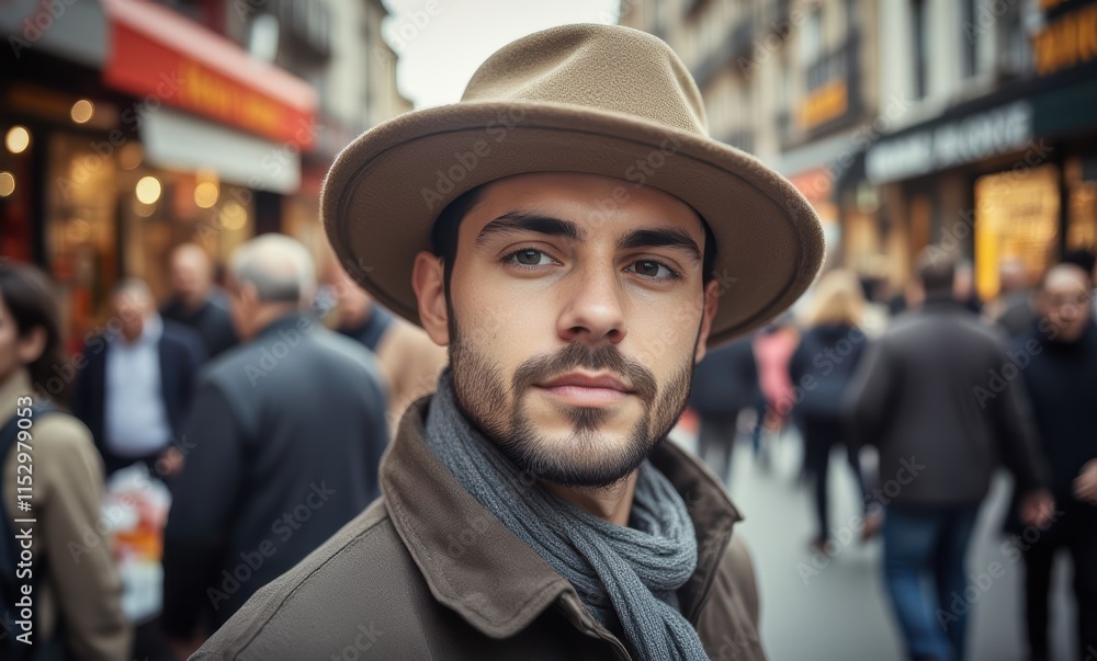 Stylish man in a busy street Stylish man in a busy street