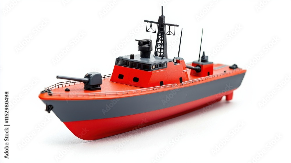 Fototapeta premium Orange Rescue Boat on the Water for Emergency Response and Safety Aid