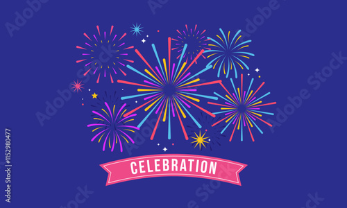 Fireworks and celebration background, winner, victory poster, banner