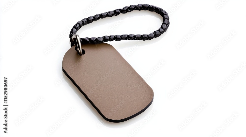 Fototapeta premium Blank Military Metal Identification Tag Hanging on Chain