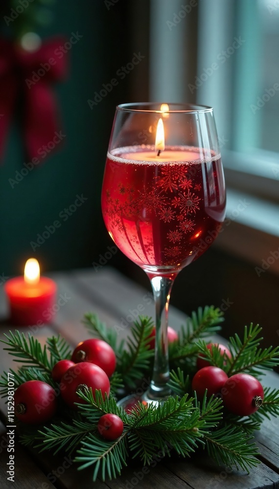 Vier Kerzen in einem Glas als Mittelpunkt eines Adventskranzes, wreath, holly Vier Kerzen in einem Glas als Mittelpunkt eines Adventskranzes, wreath, holly