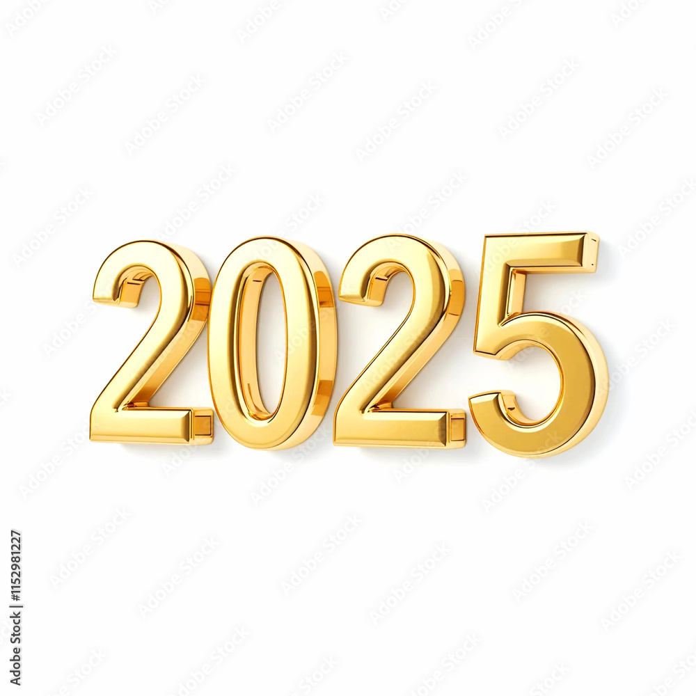 2025 3d Golden Text on white background for happy new year 2025 3d Golden Text on white background for happy new year
